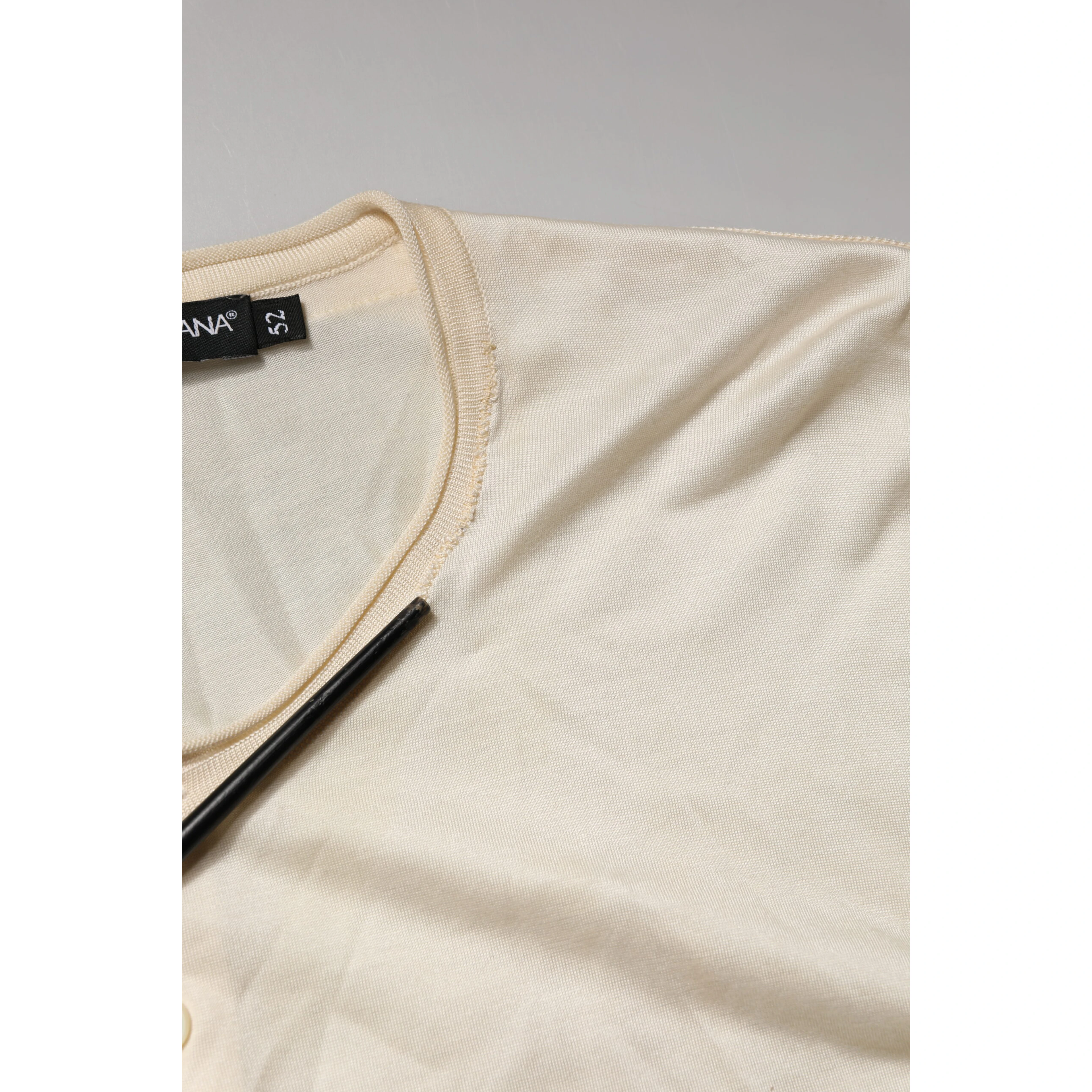 Off White Cotton Blend Men Henley T-shirt