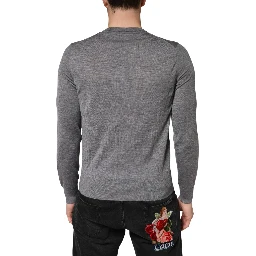 Gray Cashmere V-Neck Men Pullover Sweater