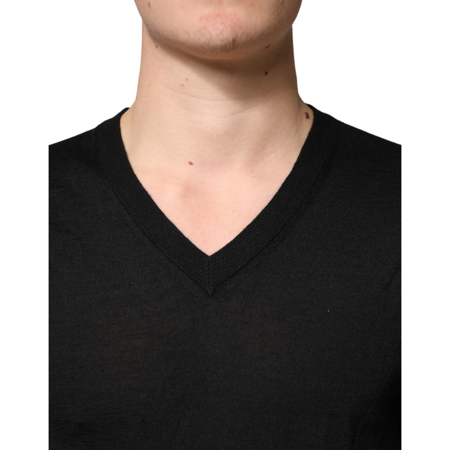 Black Cashmere V-Neck Men Pullover Sweater