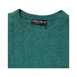Dark Green Cotton Blend Men Crew Neck T-shirt