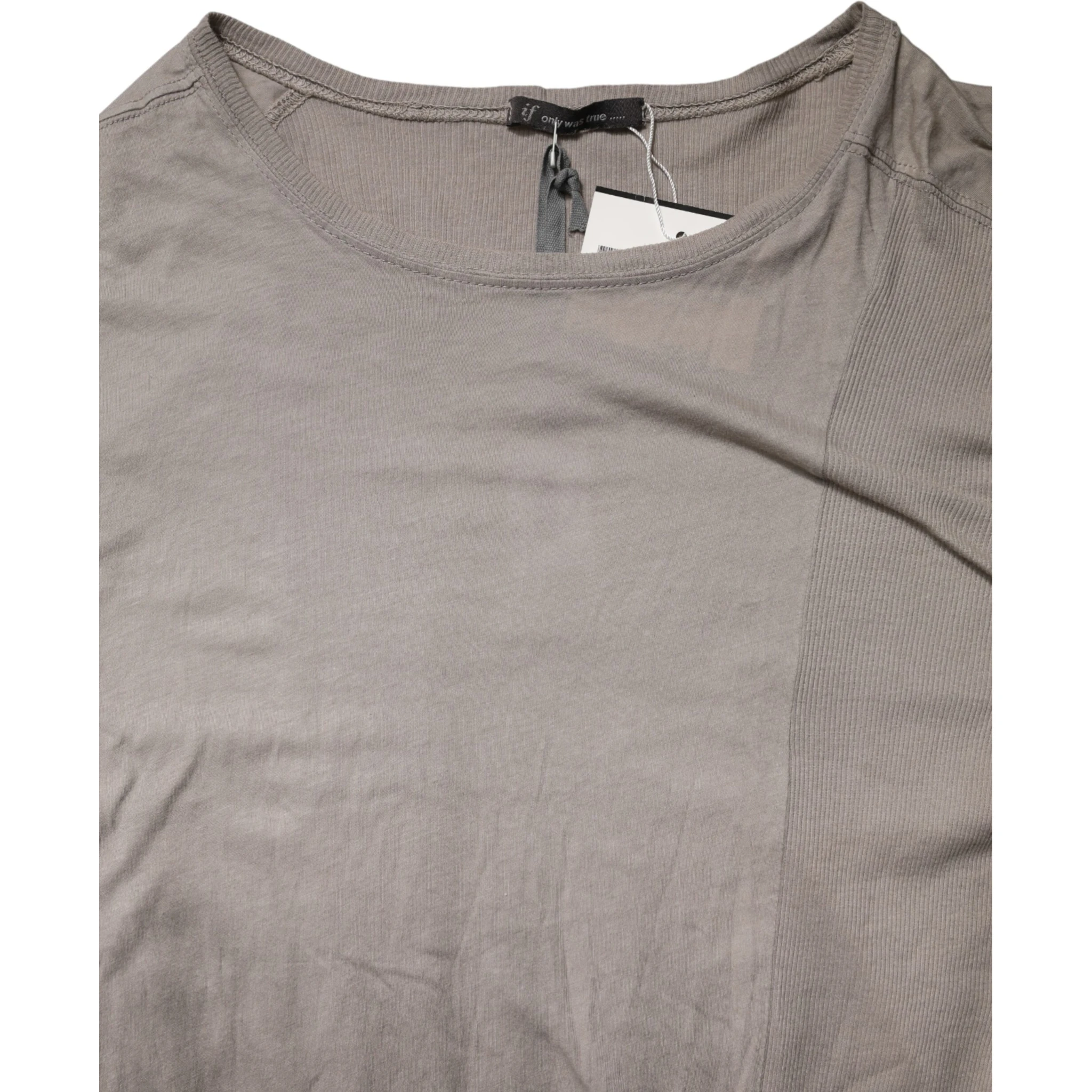 Gray Two Tone Cotton Round Neck Short Sleeves T-shirt