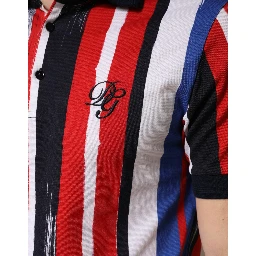 Multicolor Stripes Cotton Men Polo T-shirt