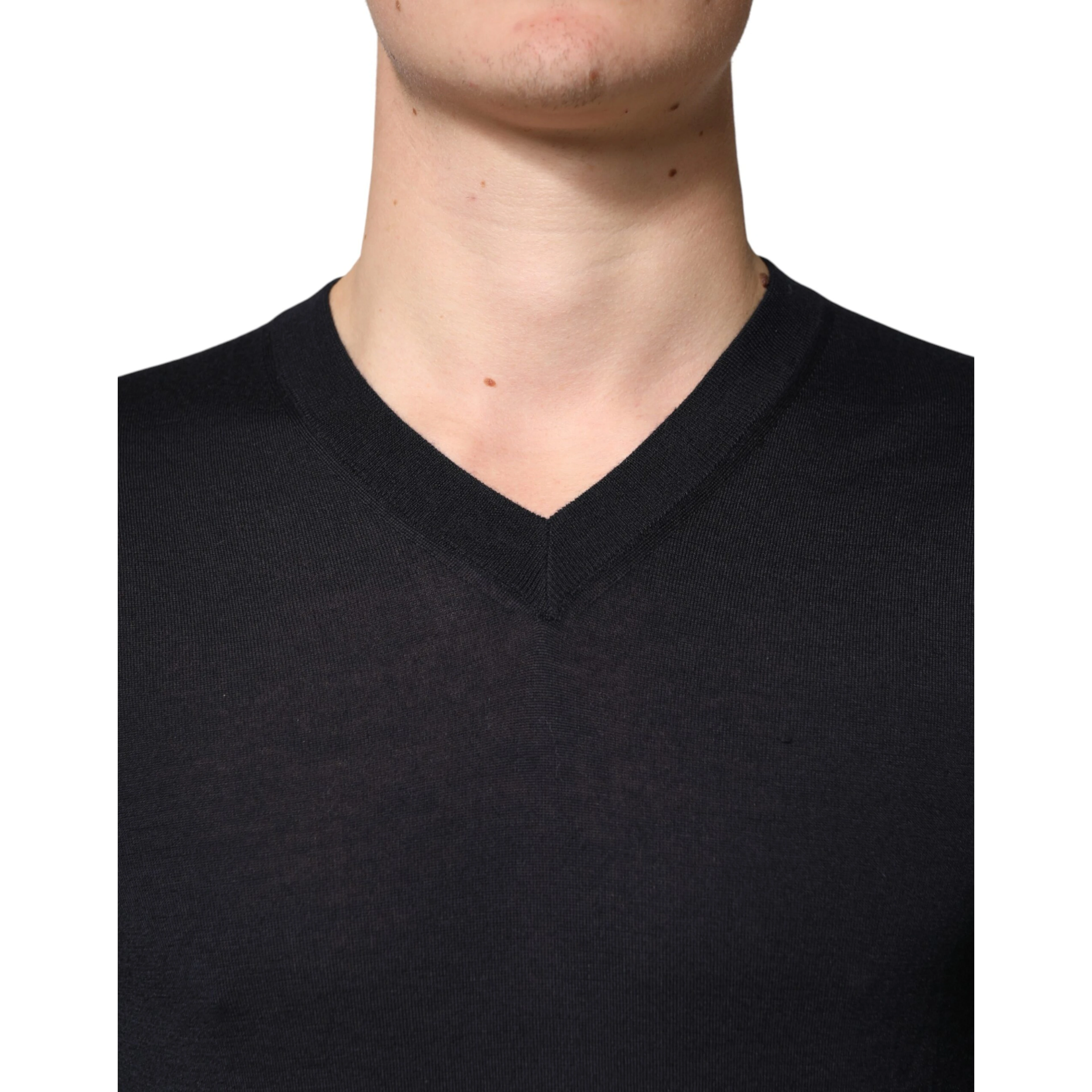 Black Cashmere V-Neck Men Pullover Sweater