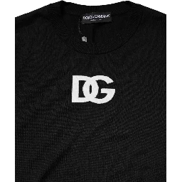 Black Wool DG Crew Neck Men Pullover Sweater