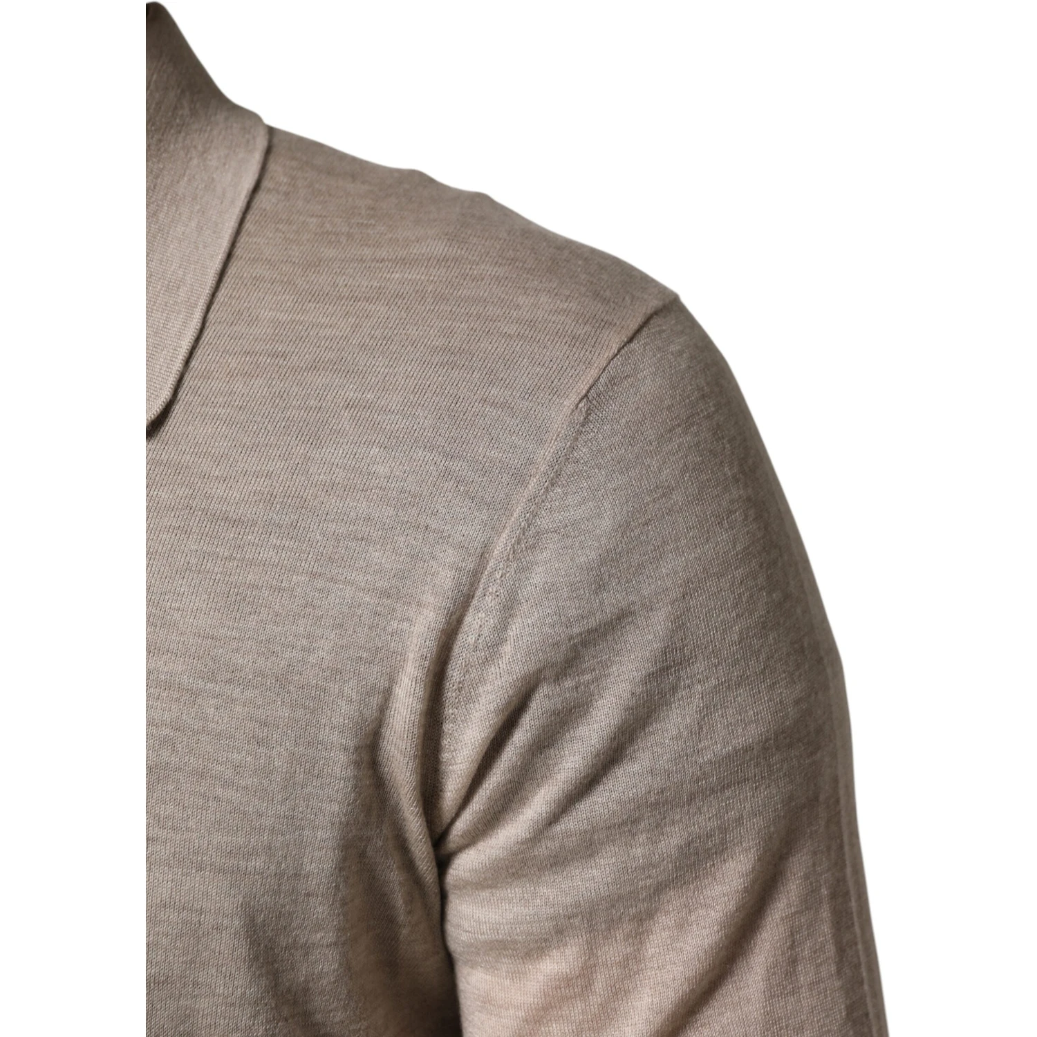 Beige Cashmere Collared PoloPullover  Sweater
