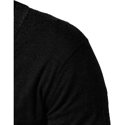 Black Cashmere Buttoned Men Cardigan Sweater