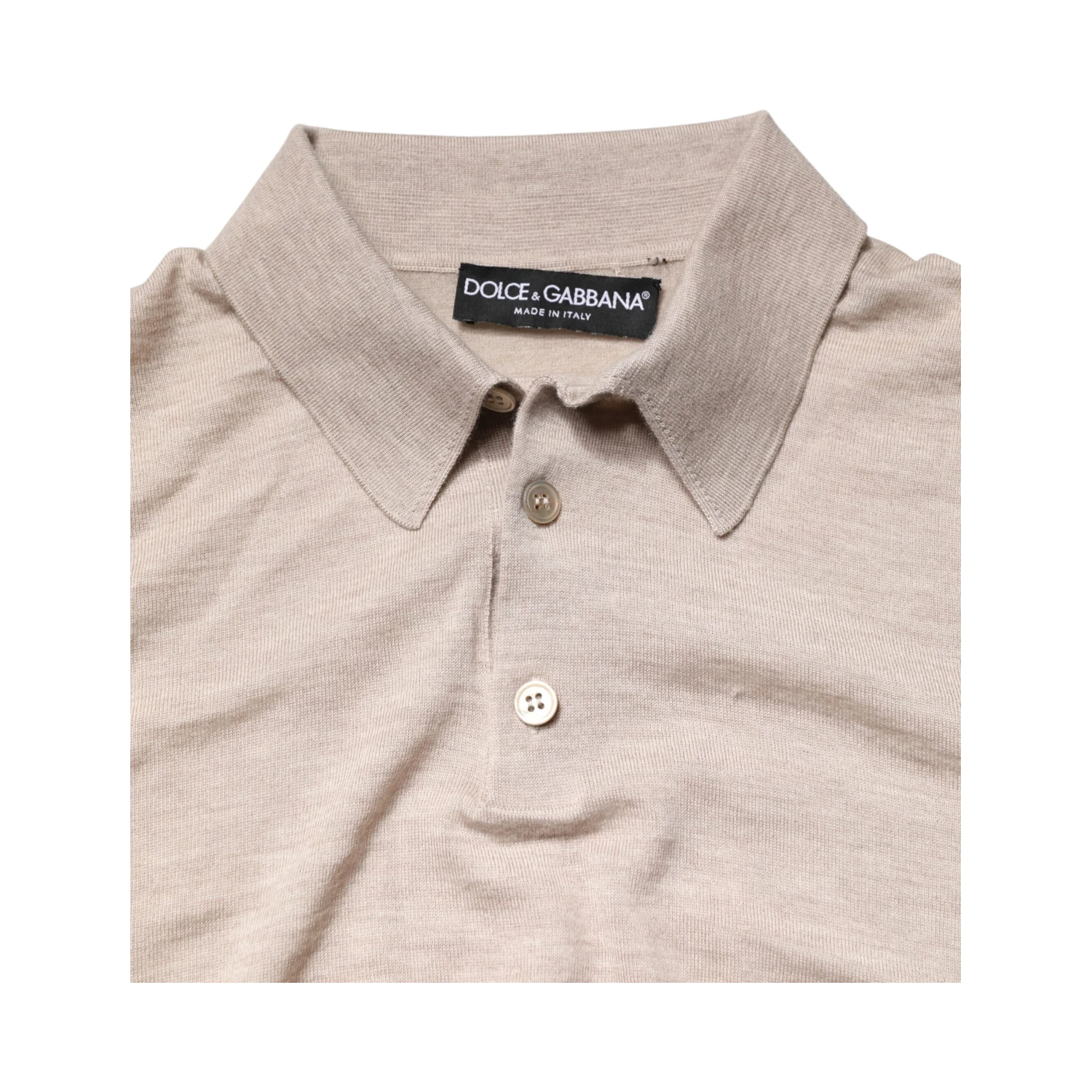 Beige Cashmere Collared PoloPullover  Sweater