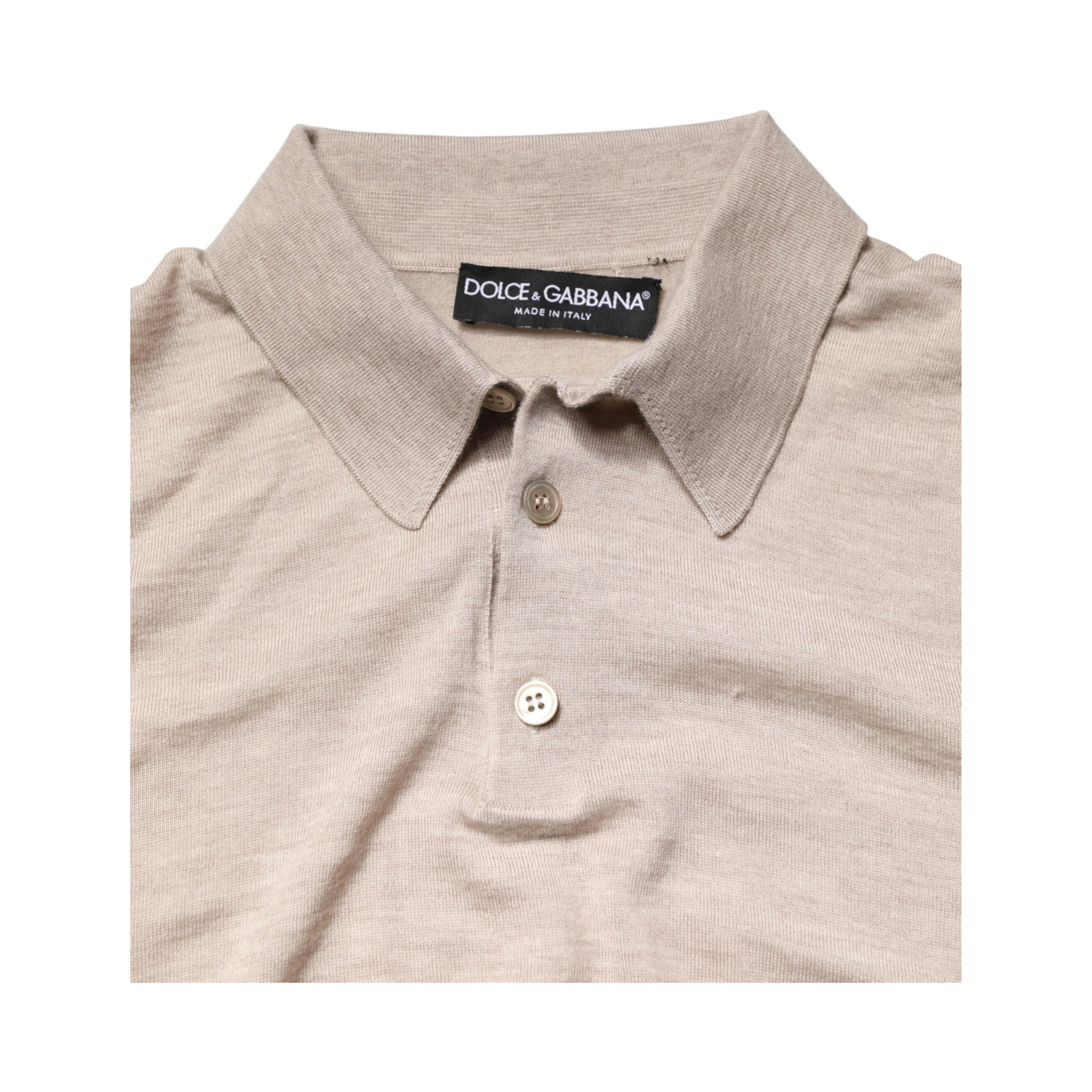 Beige Cashmere Collared PoloPullover  Sweater