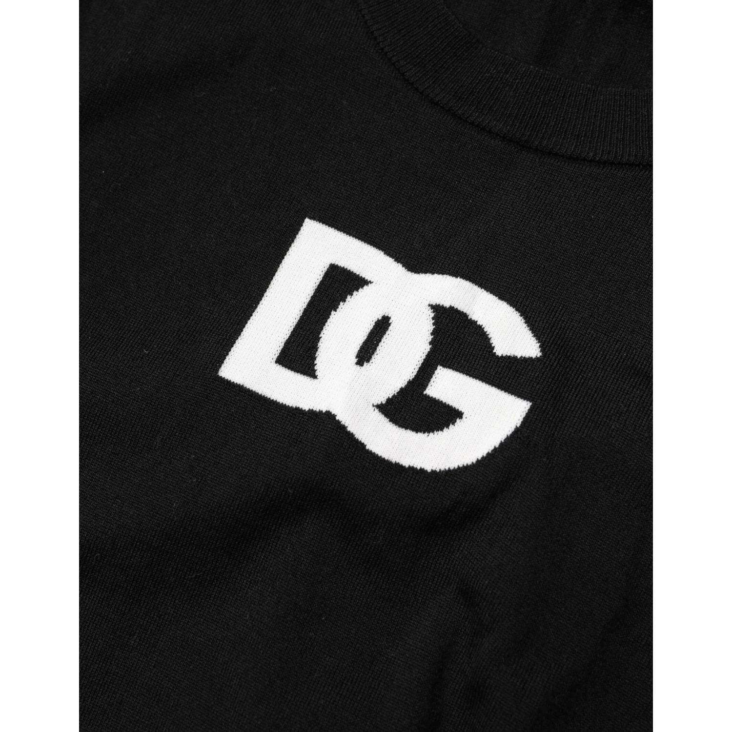 Black Wool DG Crew Neck Men Pullover Sweater