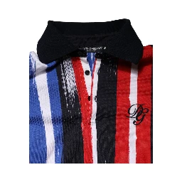 Multicolor Stripes Cotton Men Polo T-shirt