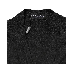 Black Cashmere Buttoned Men Cardigan Sweater