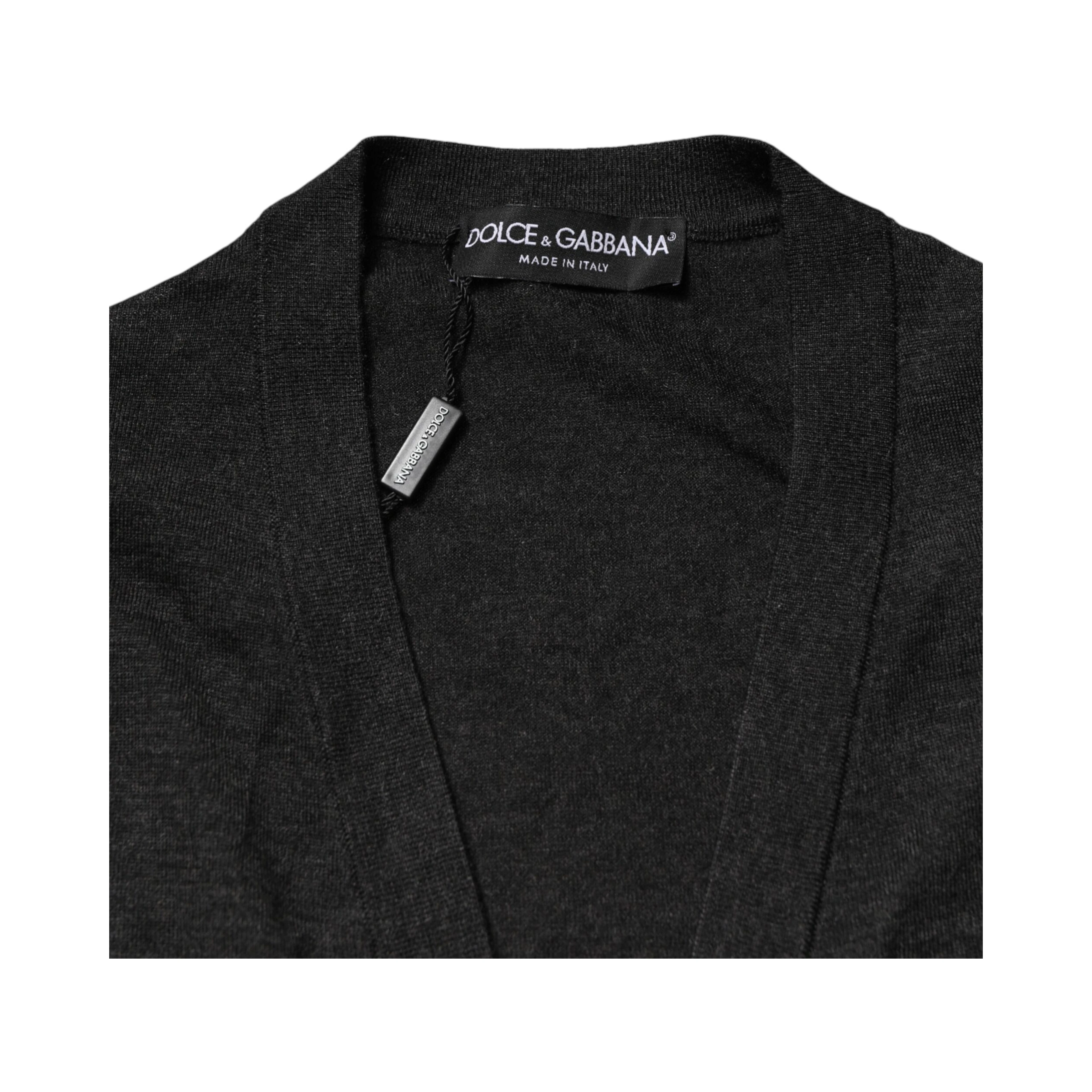 Black Cashmere Buttoned Men Cardigan Sweater