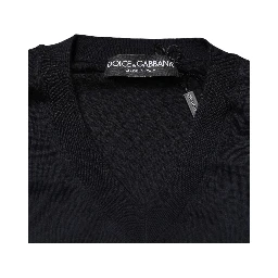 Black Cashmere V-Neck Men Pullover Sweater