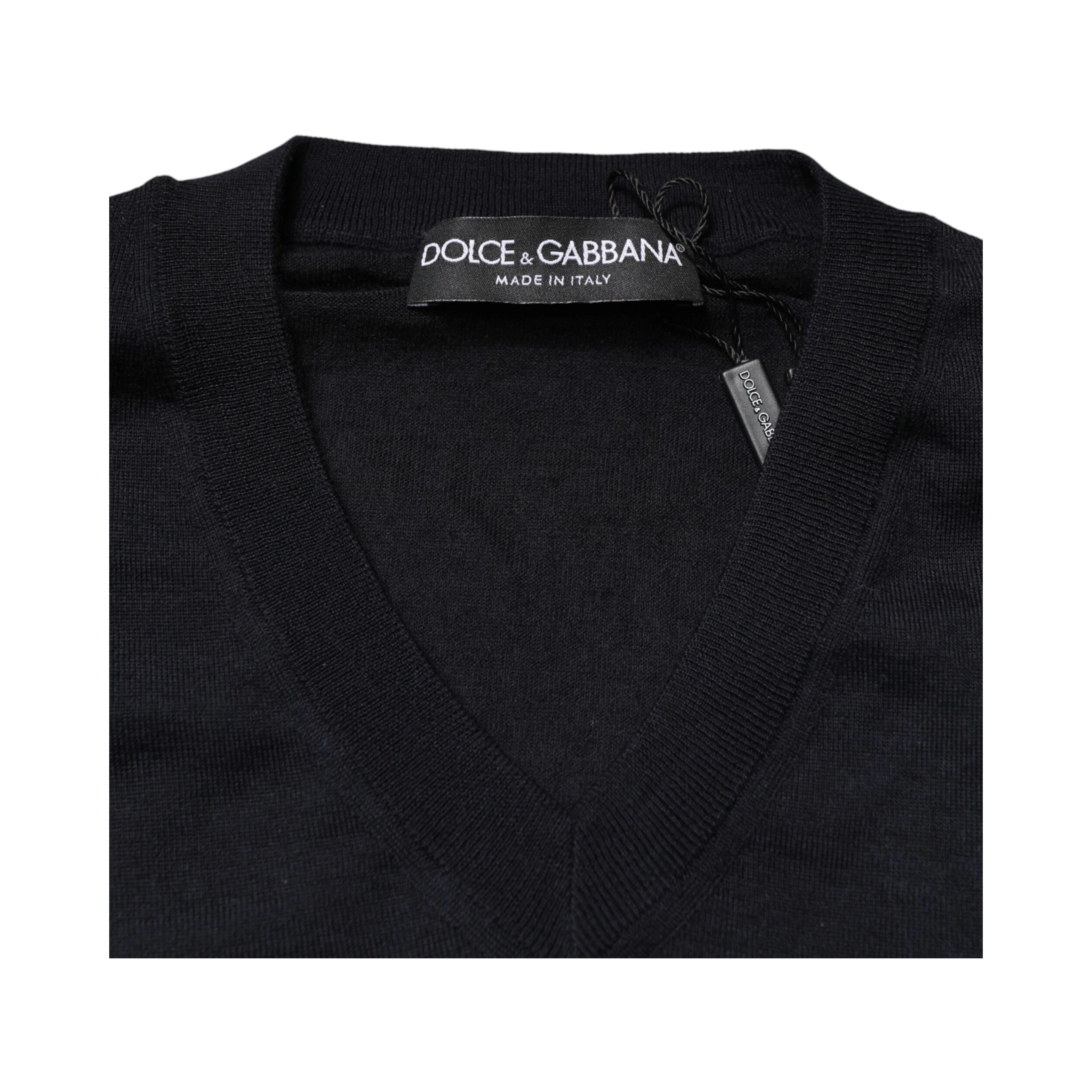Black Cashmere V-Neck Men Pullover Sweater
