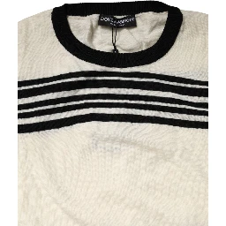 Black White Stripe CrewNeck Pullover Sweater