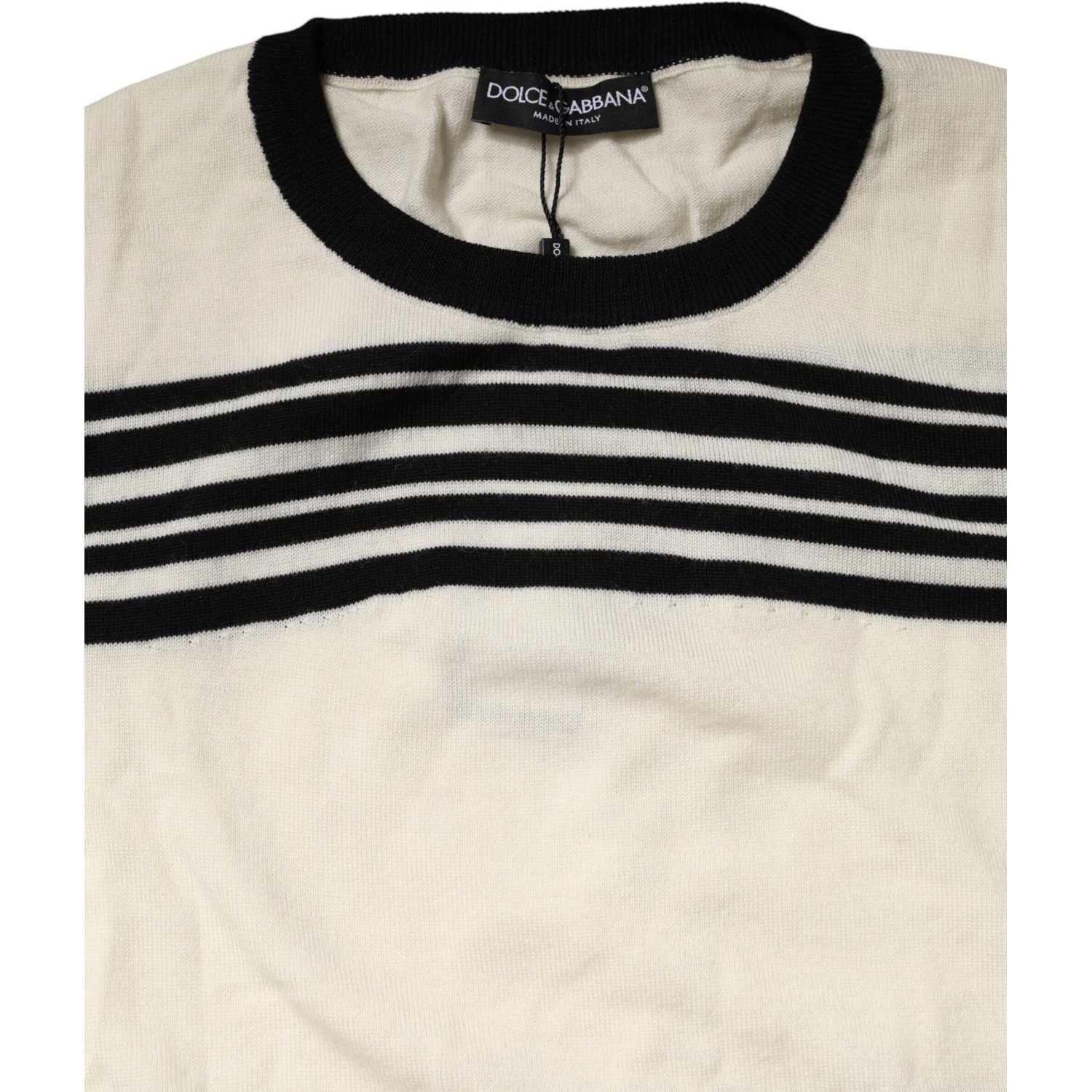 Black White Stripe CrewNeck Pullover Sweater