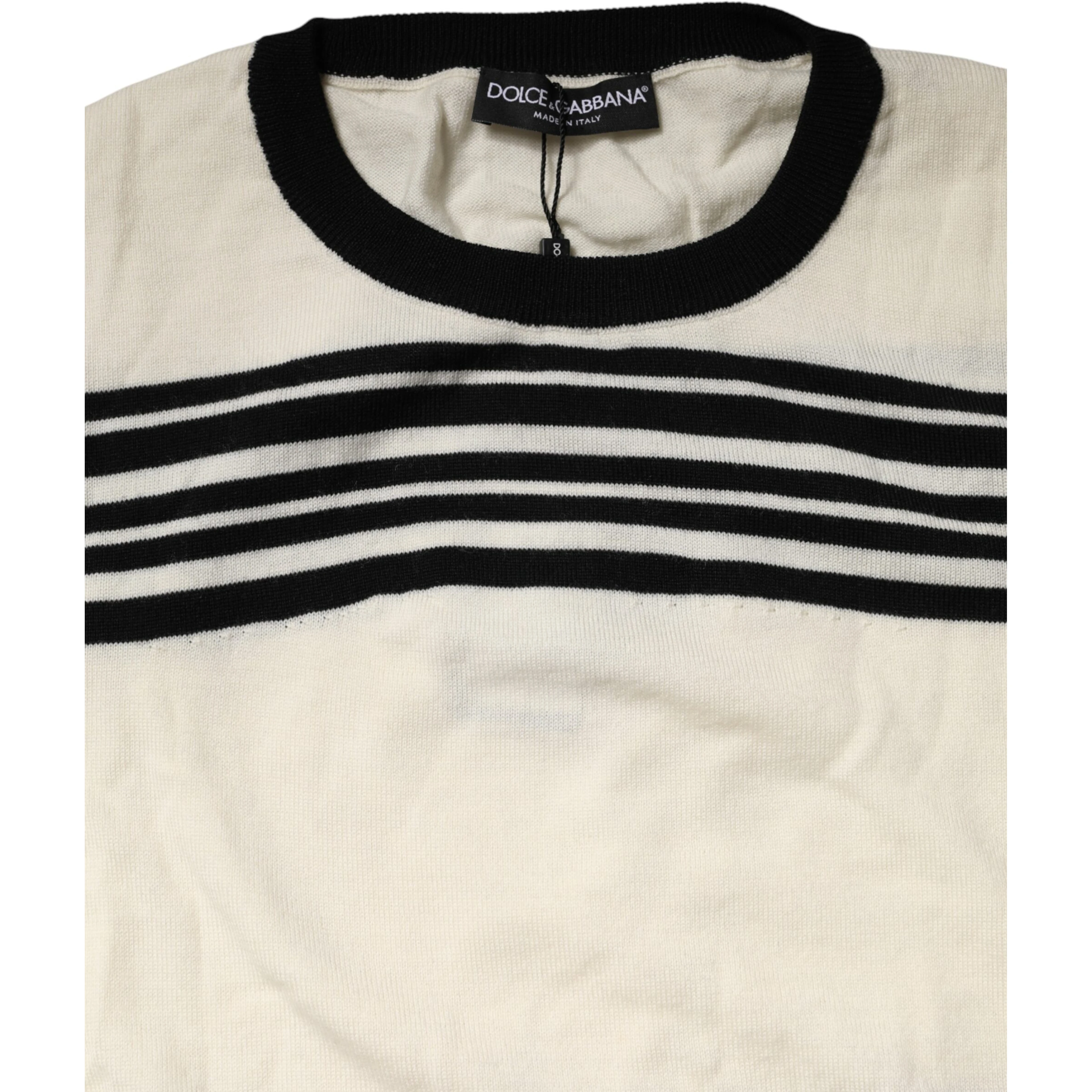 Black White Stripe CrewNeck Pullover Sweater