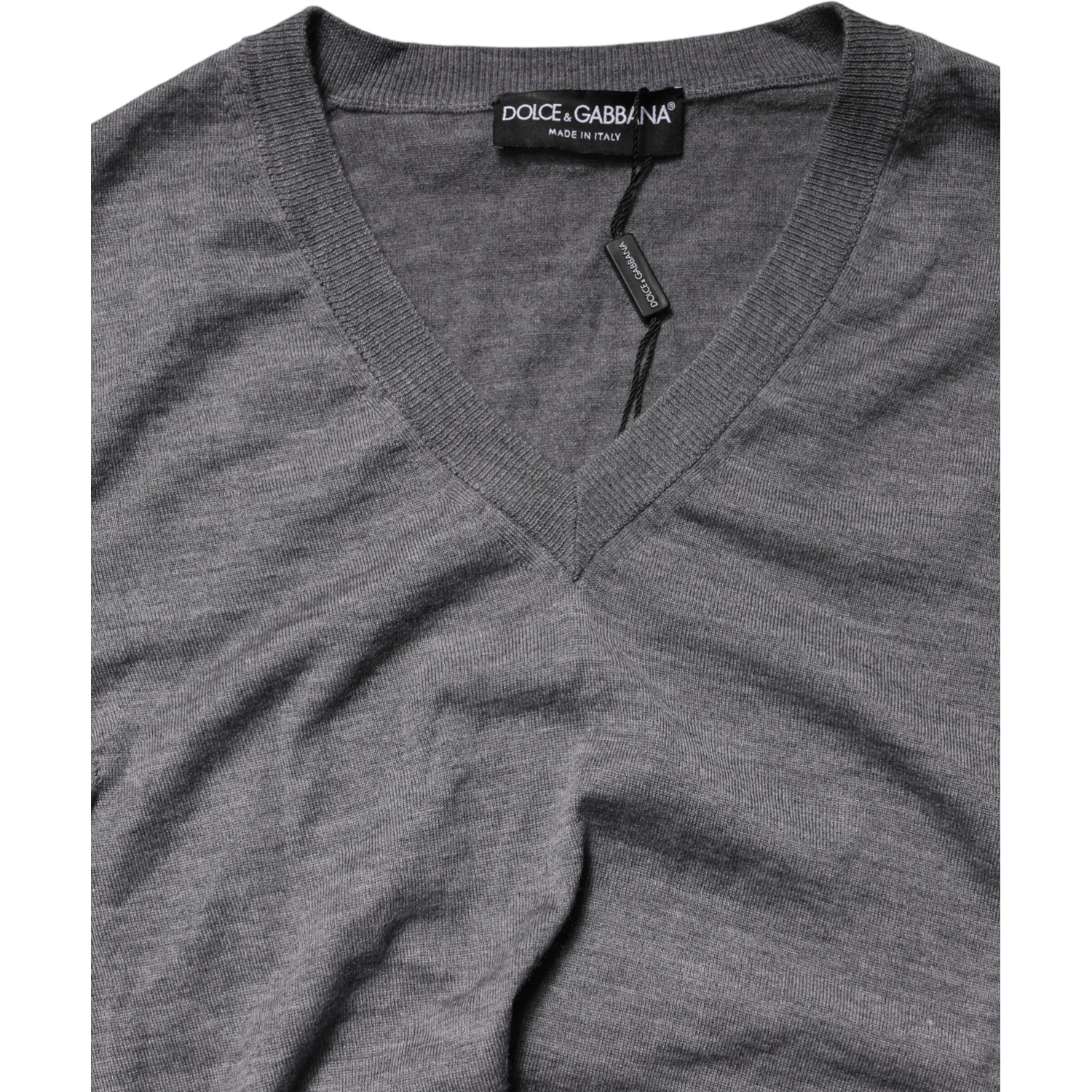 Gray Cashmere V-Neck Men Pullover Sweater