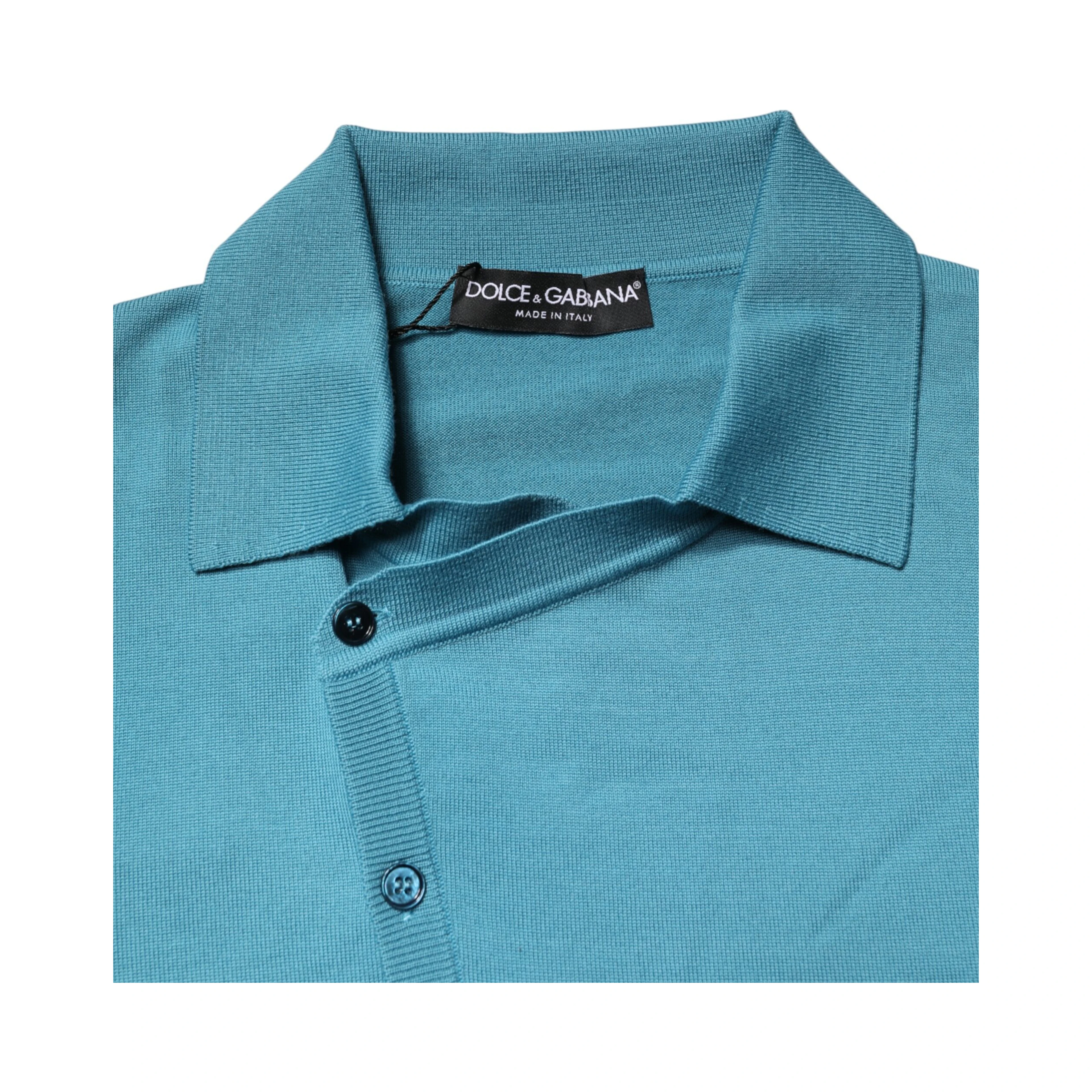Teal Wool Collared Polo Pullover Sweater