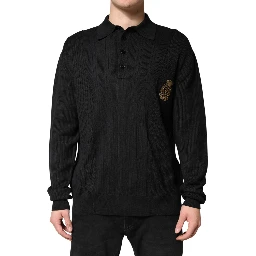 Black Crest Long Sleeve Men Pullover Sweater