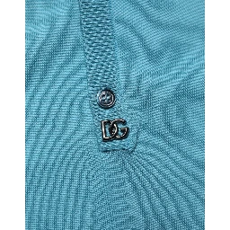 Teal Wool Collared Polo Pullover Sweater