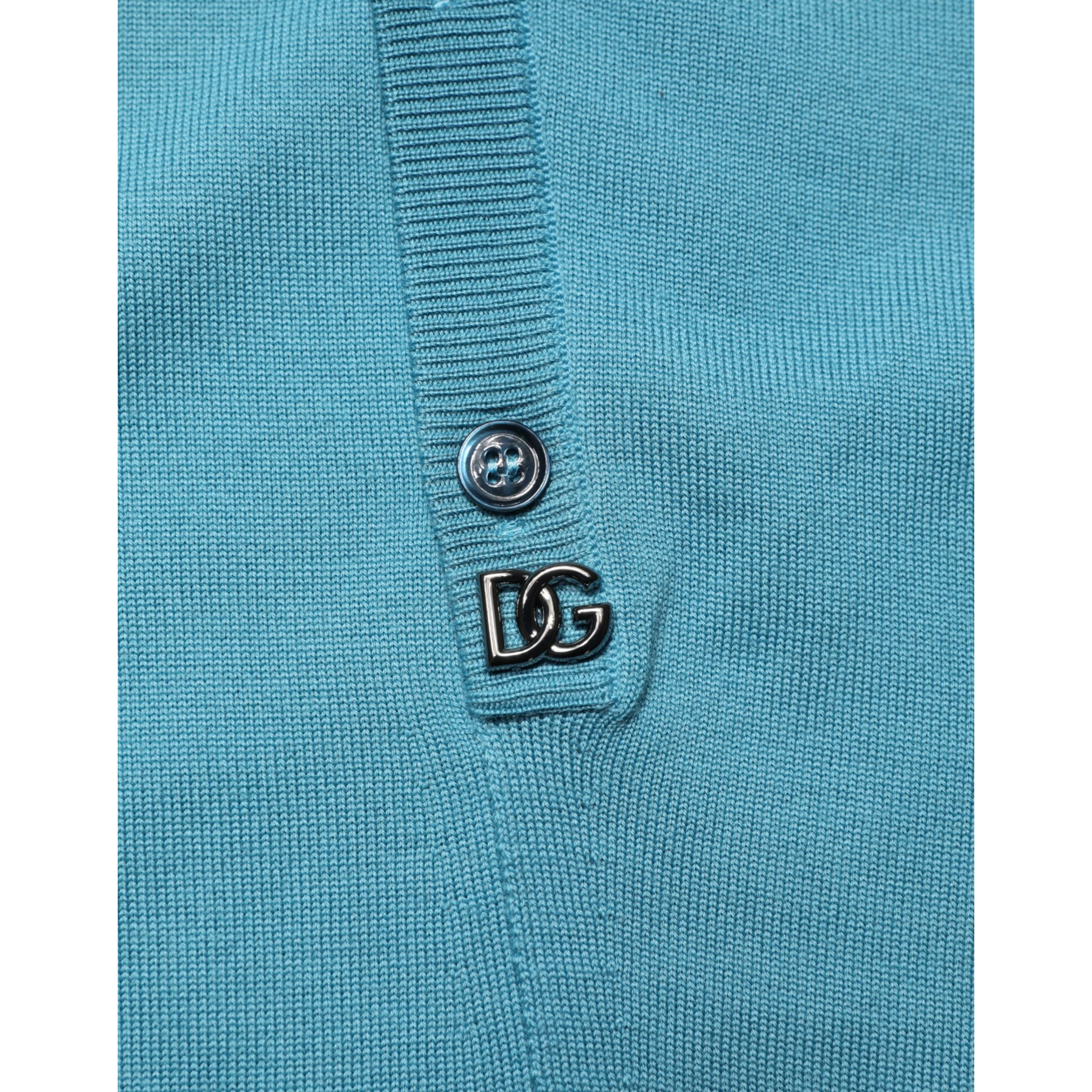 Teal Wool Collared Polo Pullover Sweater