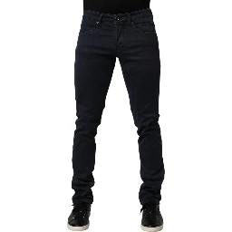 Black Mid Waist Cotton Skinny Denim Men Trouser Jeans