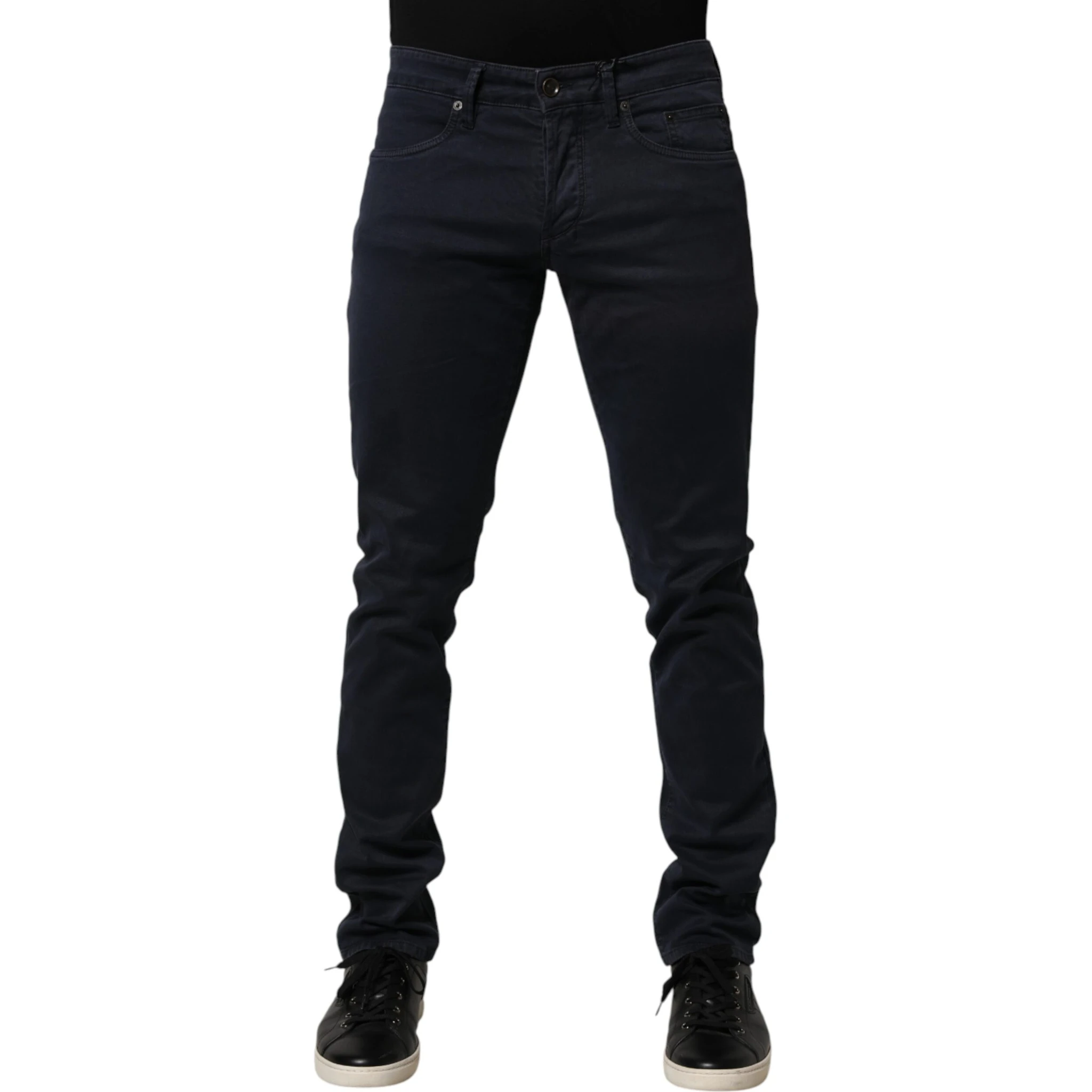 Black Mid Waist Cotton Skinny Denim Men Trouser Jeans