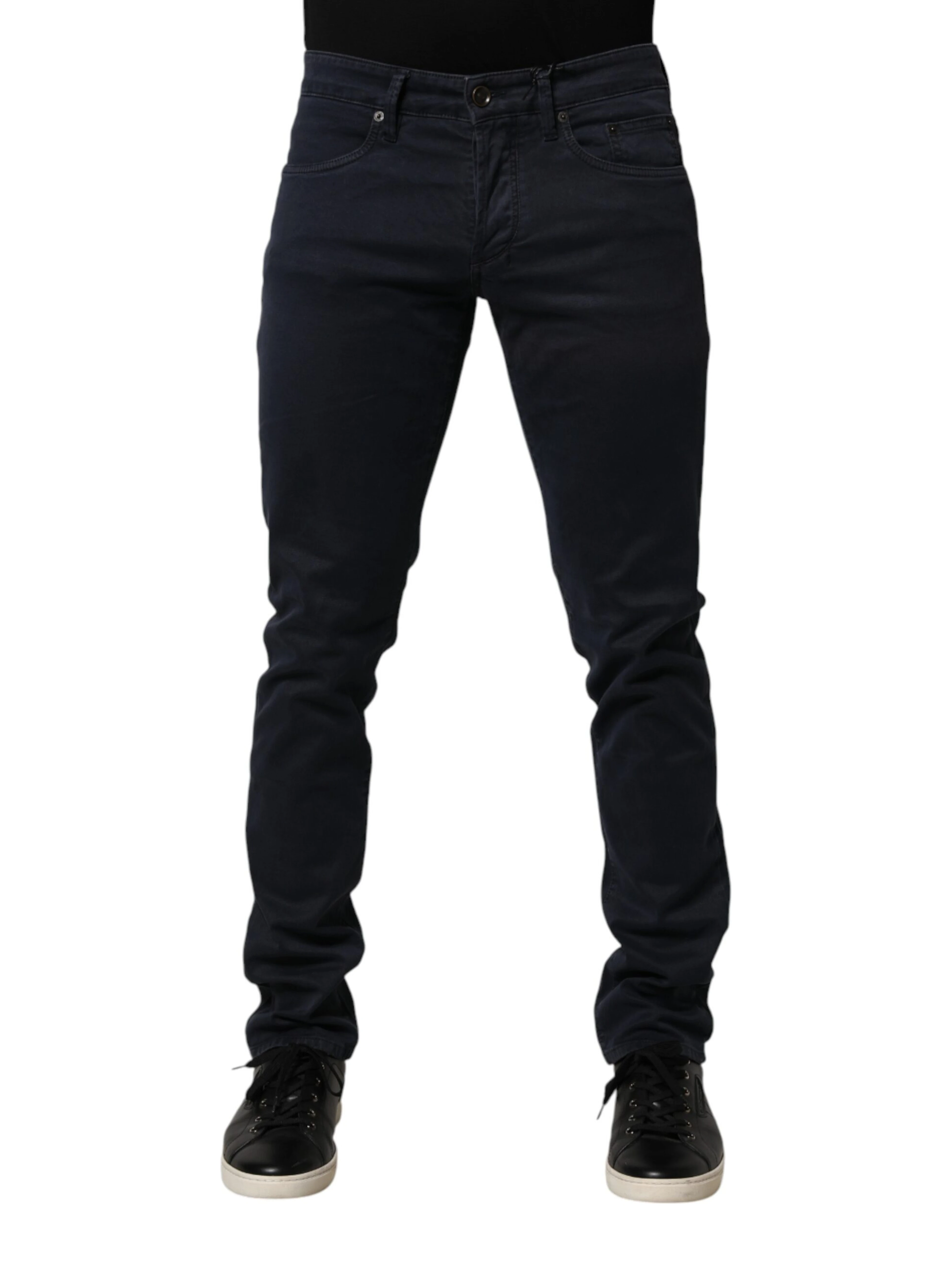 Black Mid Waist Cotton Skinny Denim Men Trouser Jeans