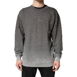 Gray Cotton Crew Neck Men Sweatshirt Sweater