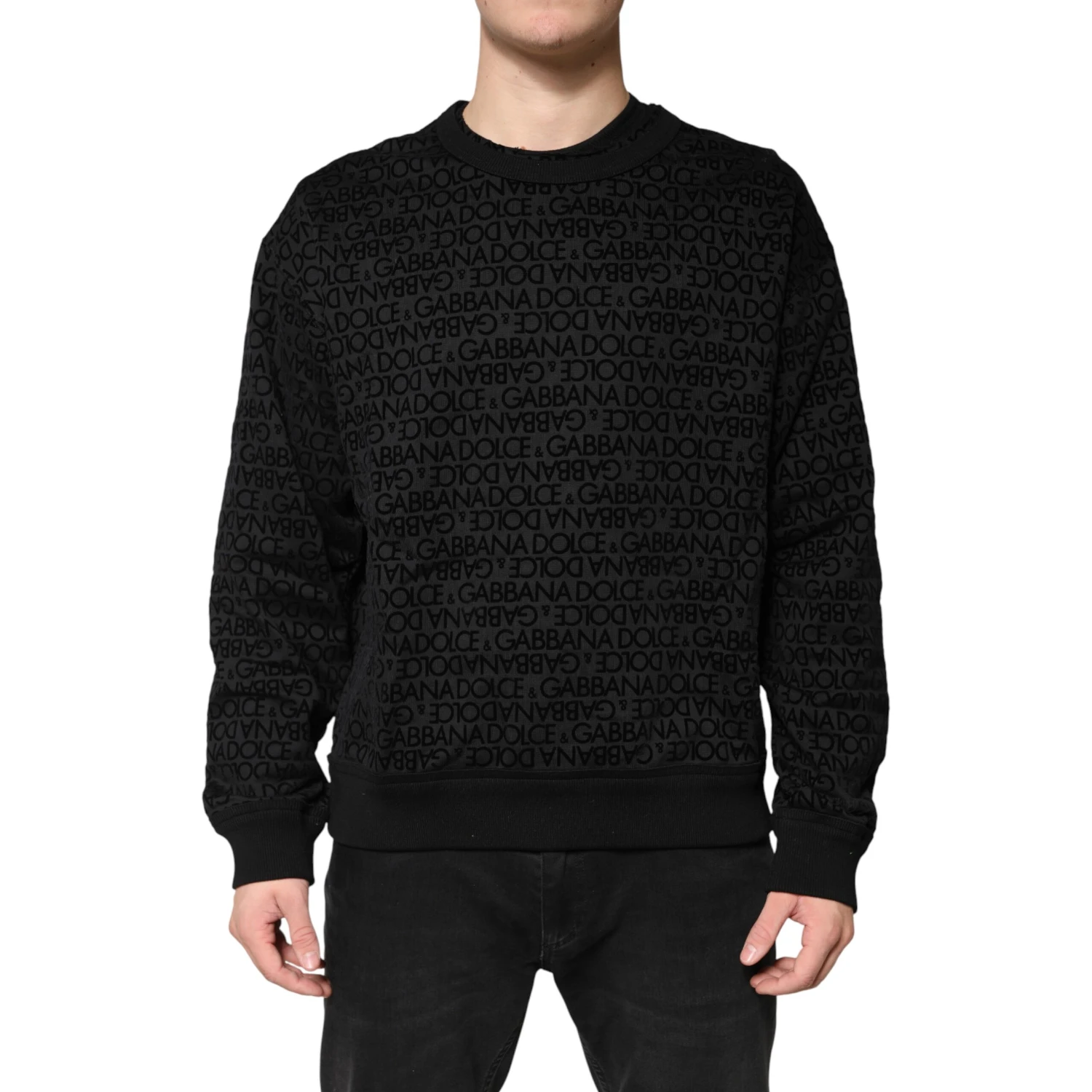 Black Monogram Crew Neck Sweatshirt Sweater