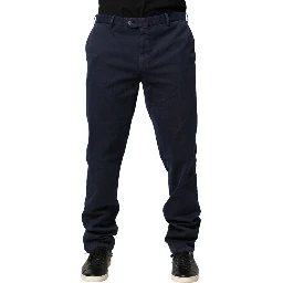 Dark Blue Mid Waist Skinny Chino Trouser Pants