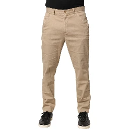 Beige Cotton Skinny Chino Trouser Pants