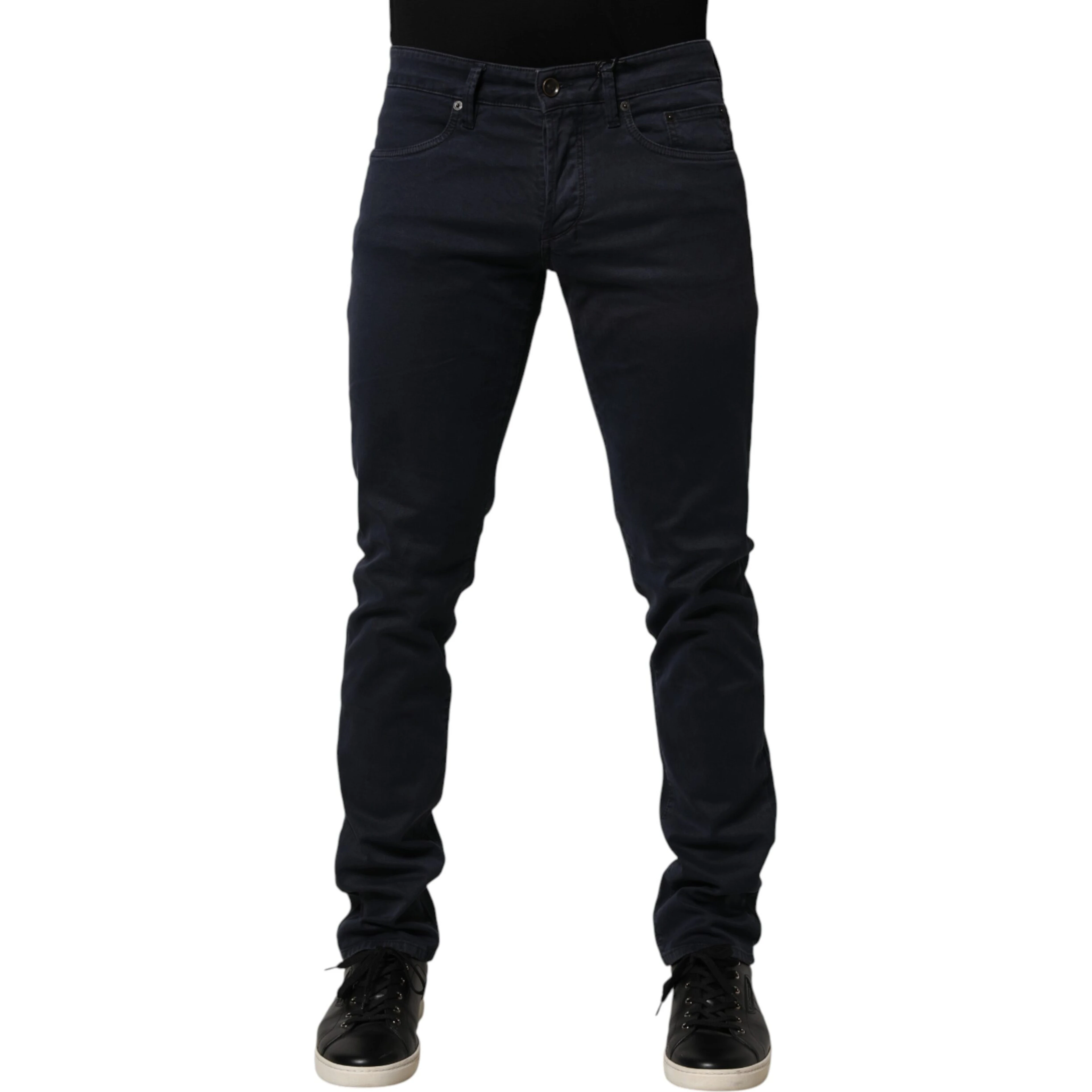 Black Mid Waist Cotton Skinny Denim Men Trouser Jeans