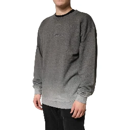 Gray Cotton Crew Neck Men Sweatshirt Sweater