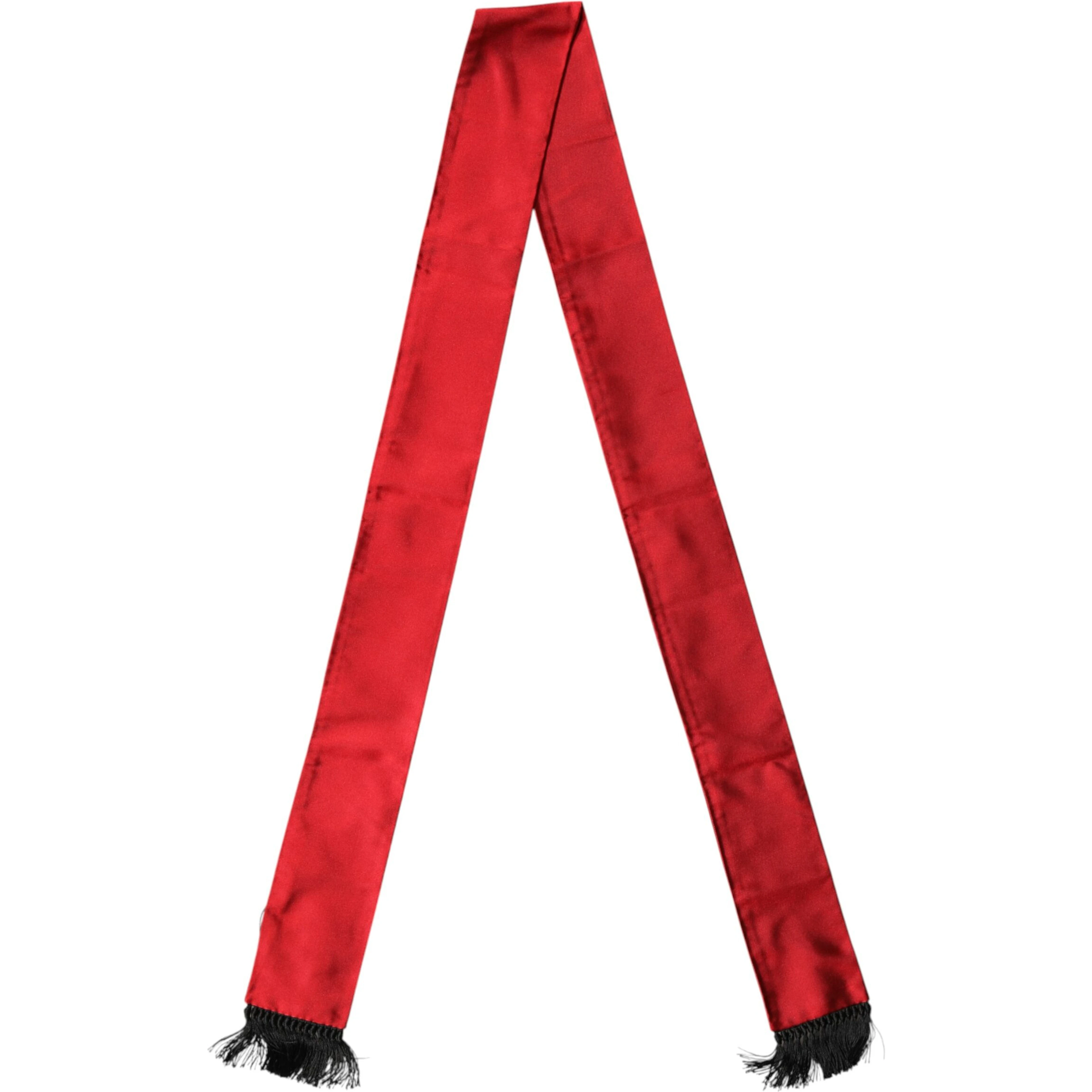 Red Silk Fringes Neck Wrap Foulard Scarf