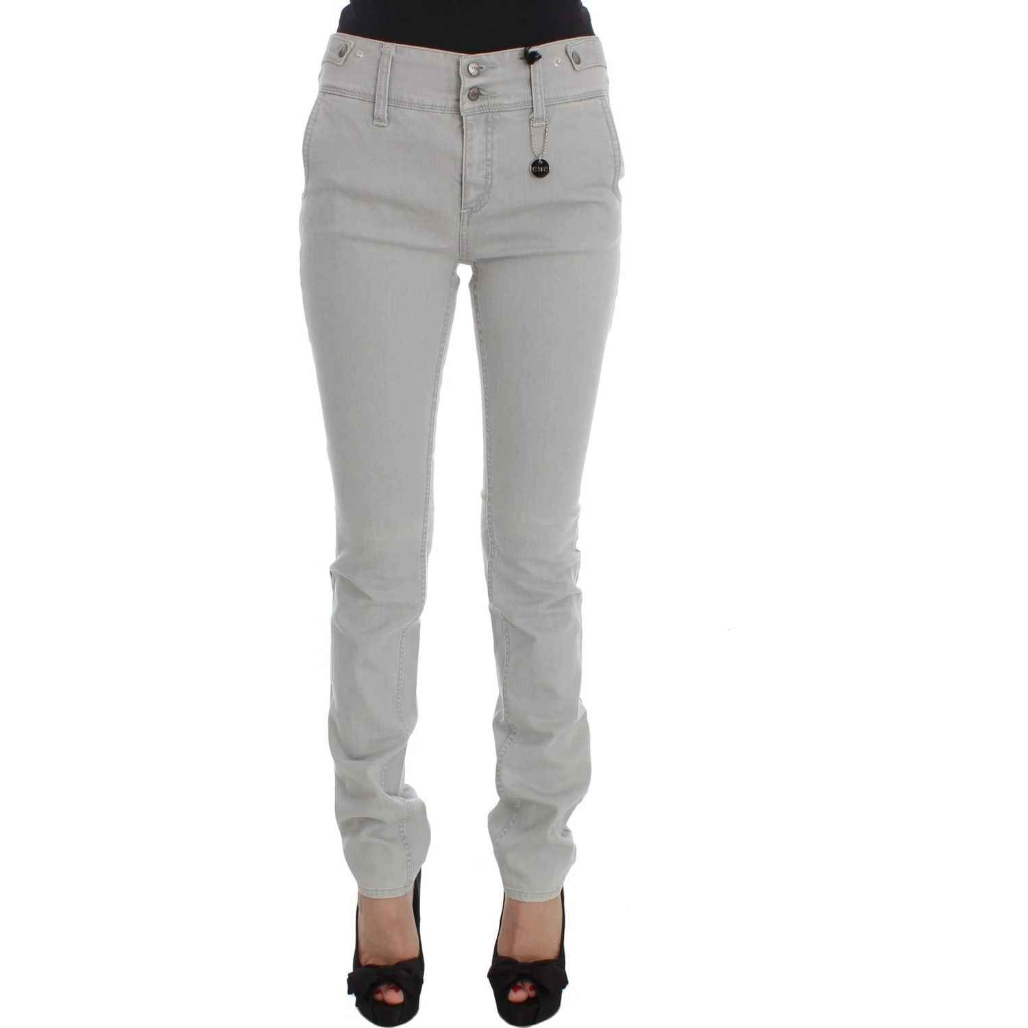 Pants Gray Cotton Blend Super Slim Fit Jeans