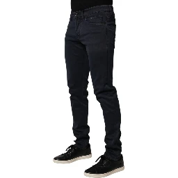 Black Mid Waist Cotton Skinny Denim Men Trouser Jeans