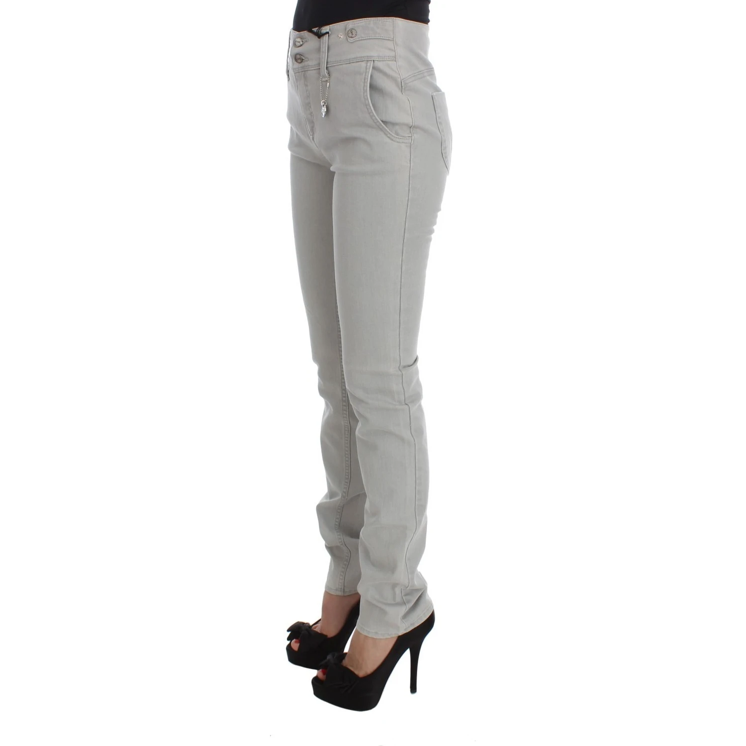 Pants Gray Cotton Blend Super Slim Fit Jeans