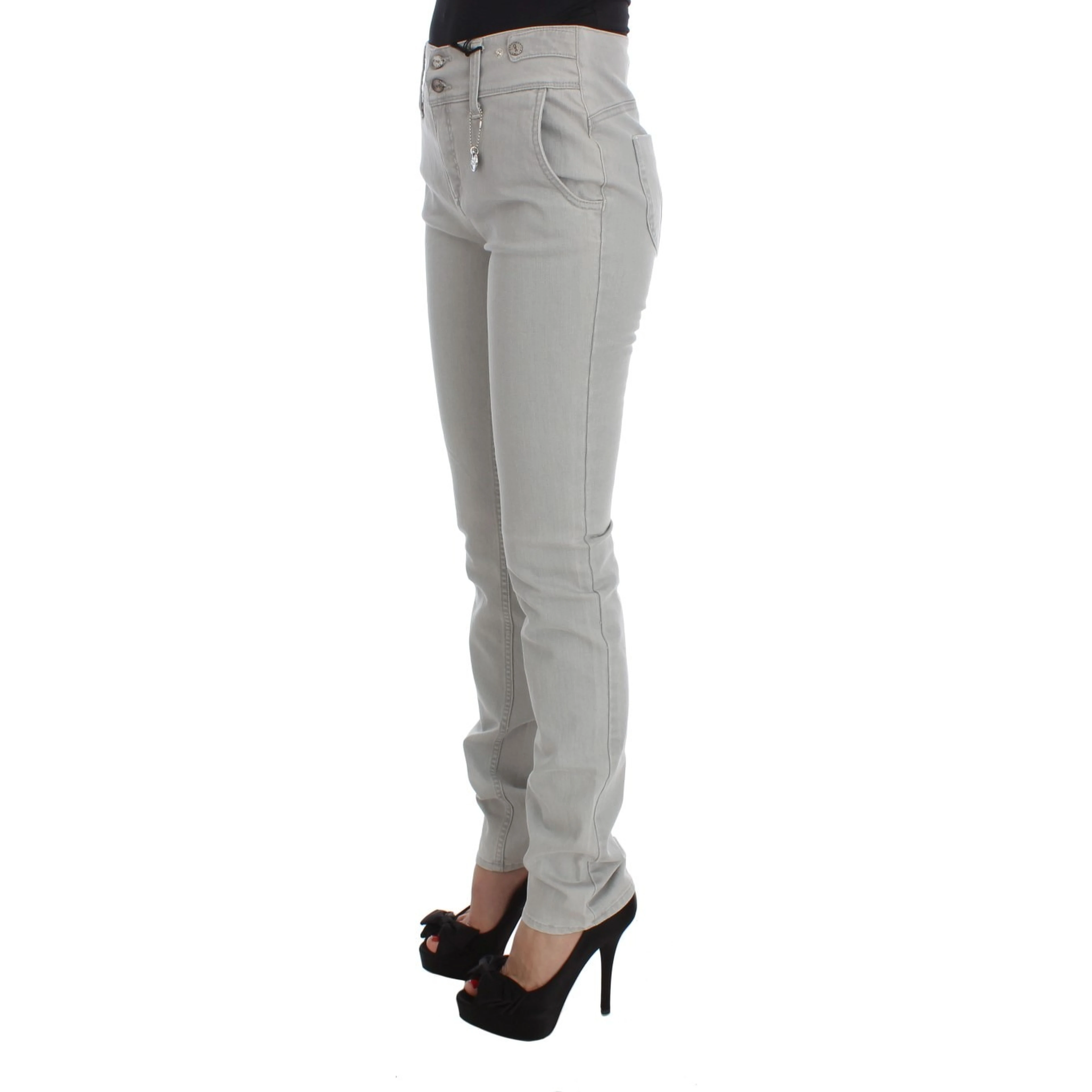 Pants Gray Cotton Blend Super Slim Fit Jeans