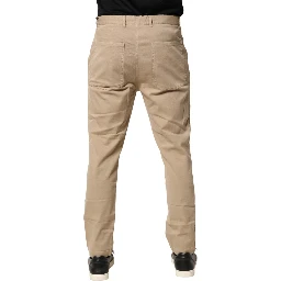 Beige Cotton Skinny Chino Trouser Pants