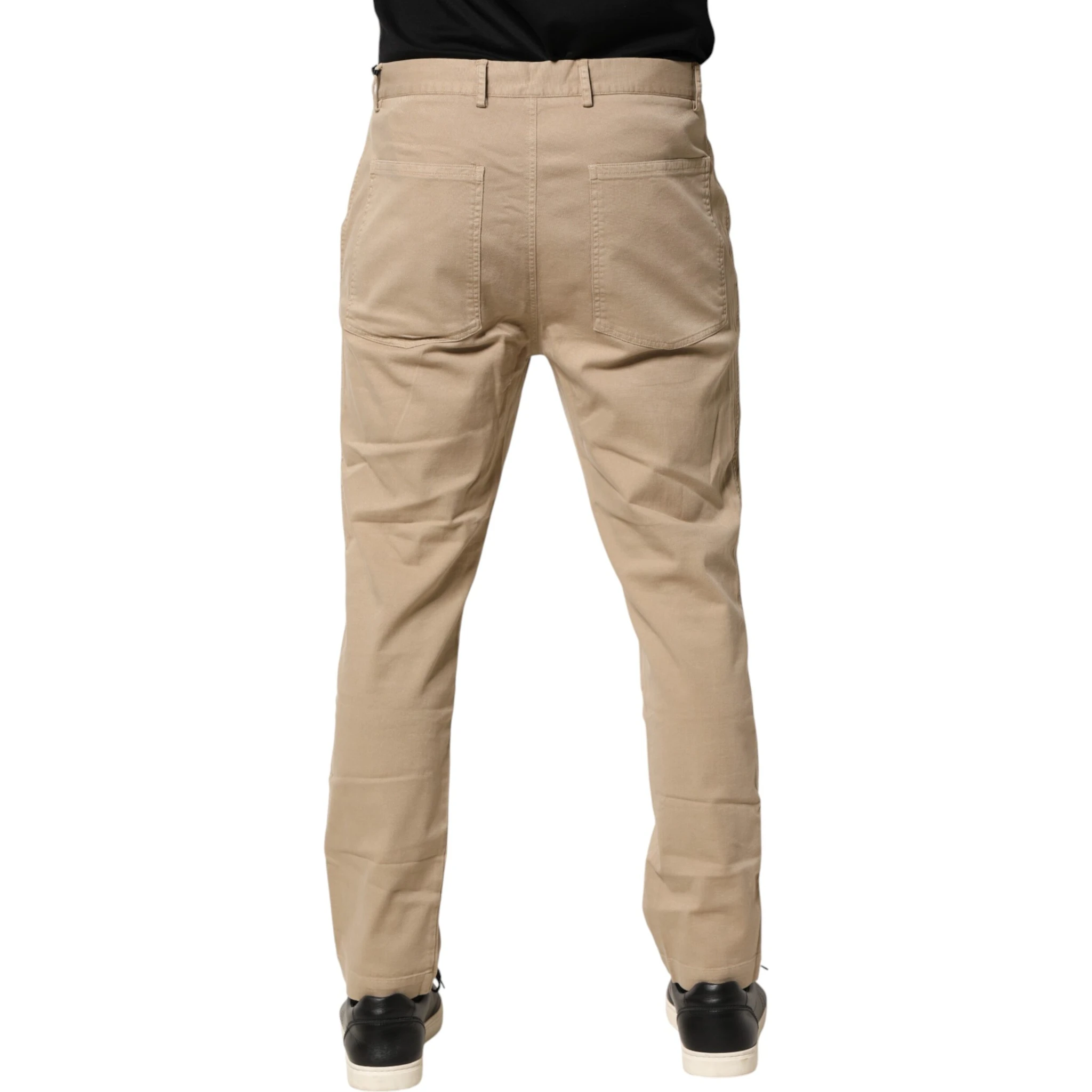 Beige Cotton Skinny Chino Trouser Pants