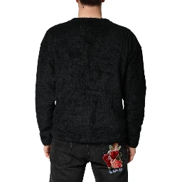 Black Cotton V-Neck Men Sweatshirt Sweater
