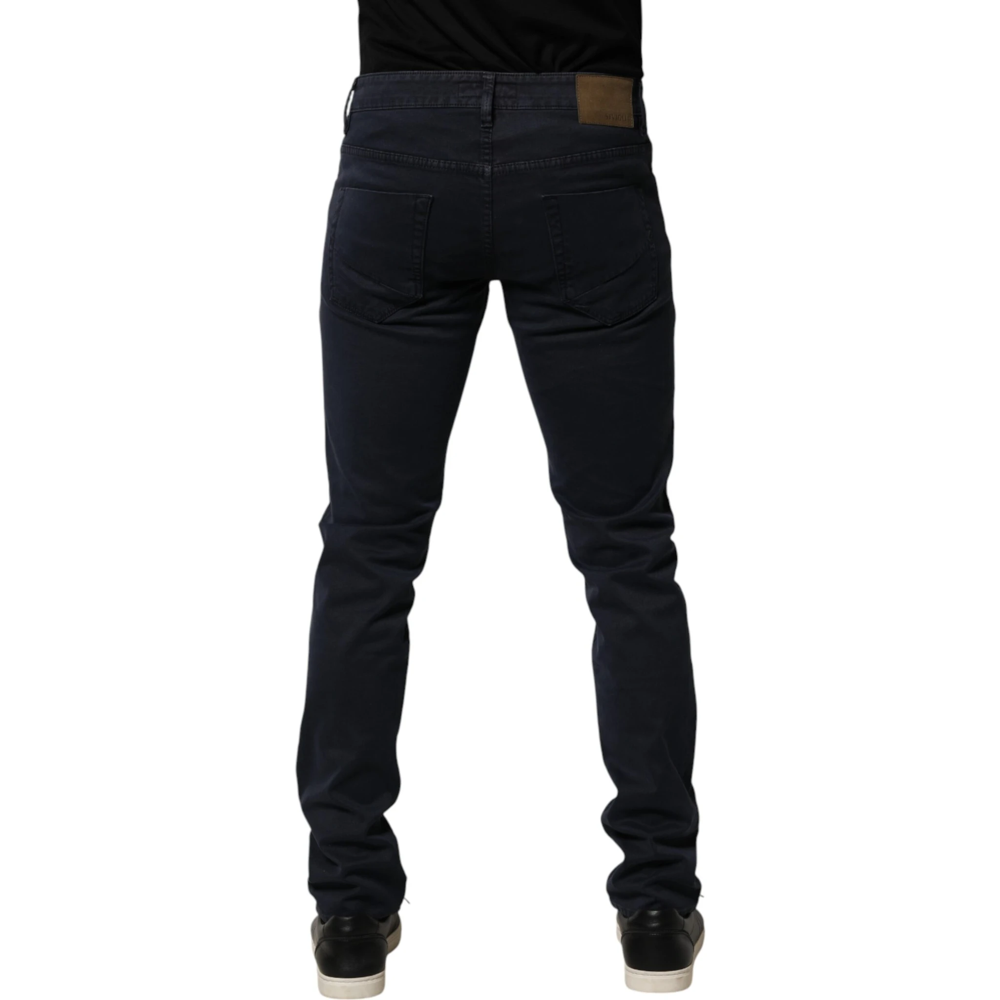 Black Mid Waist Cotton Skinny Denim Men Trouser Jeans