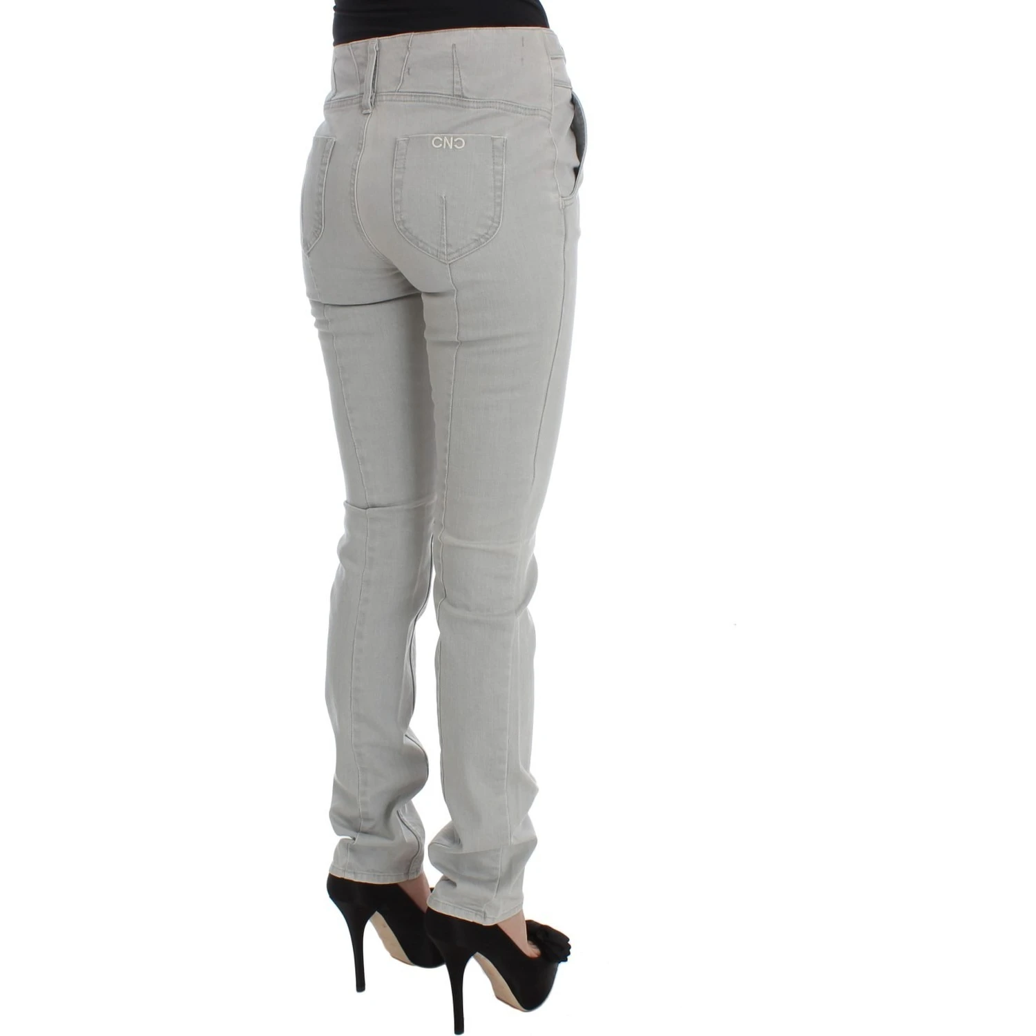 Pants Gray Cotton Blend Super Slim Fit Jeans