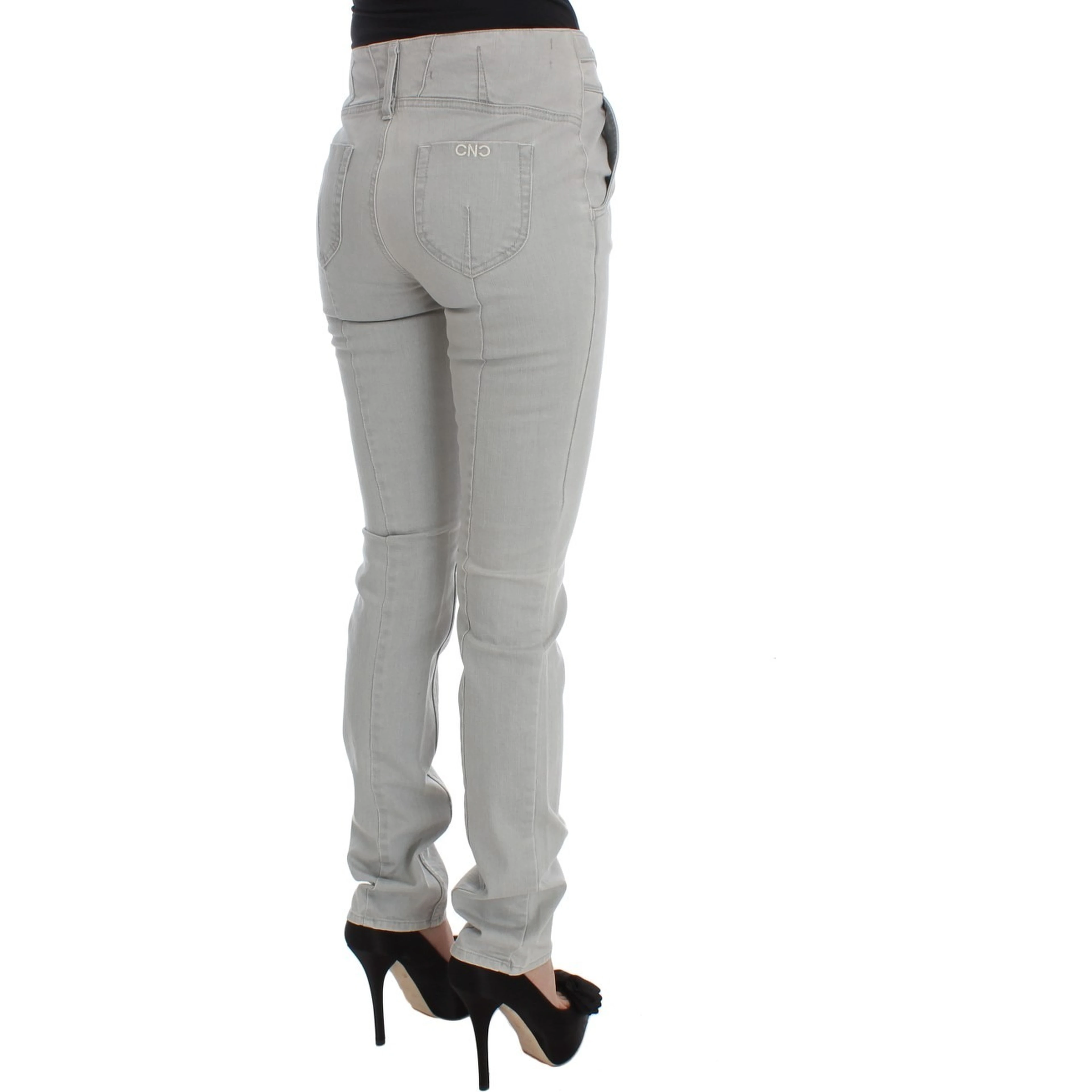 Pants Gray Cotton Blend Super Slim Fit Jeans