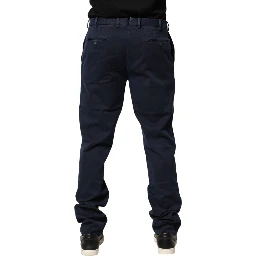 Dark Blue Mid Waist Skinny Chino Trouser Pants