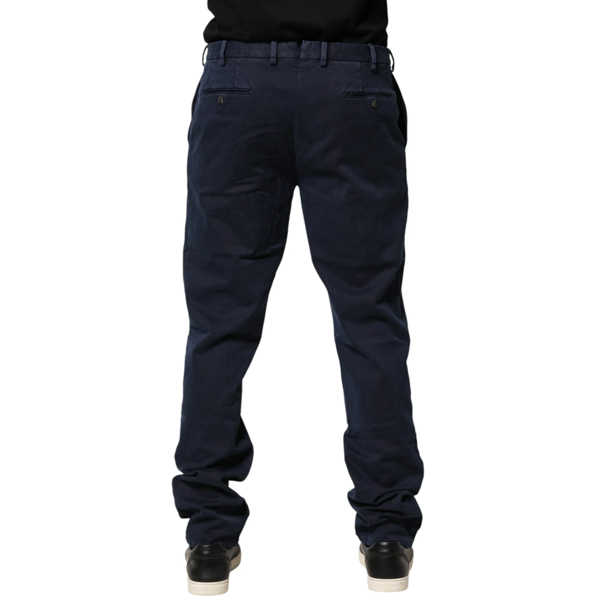 Dark Blue Mid Waist Skinny Chino Trouser Pants