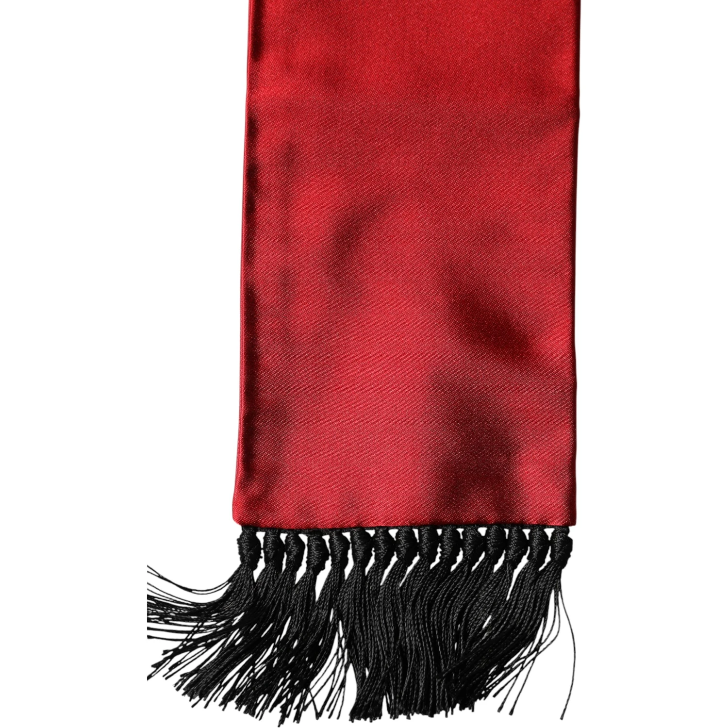 Red Silk Fringes Neck Wrap Foulard Scarf
