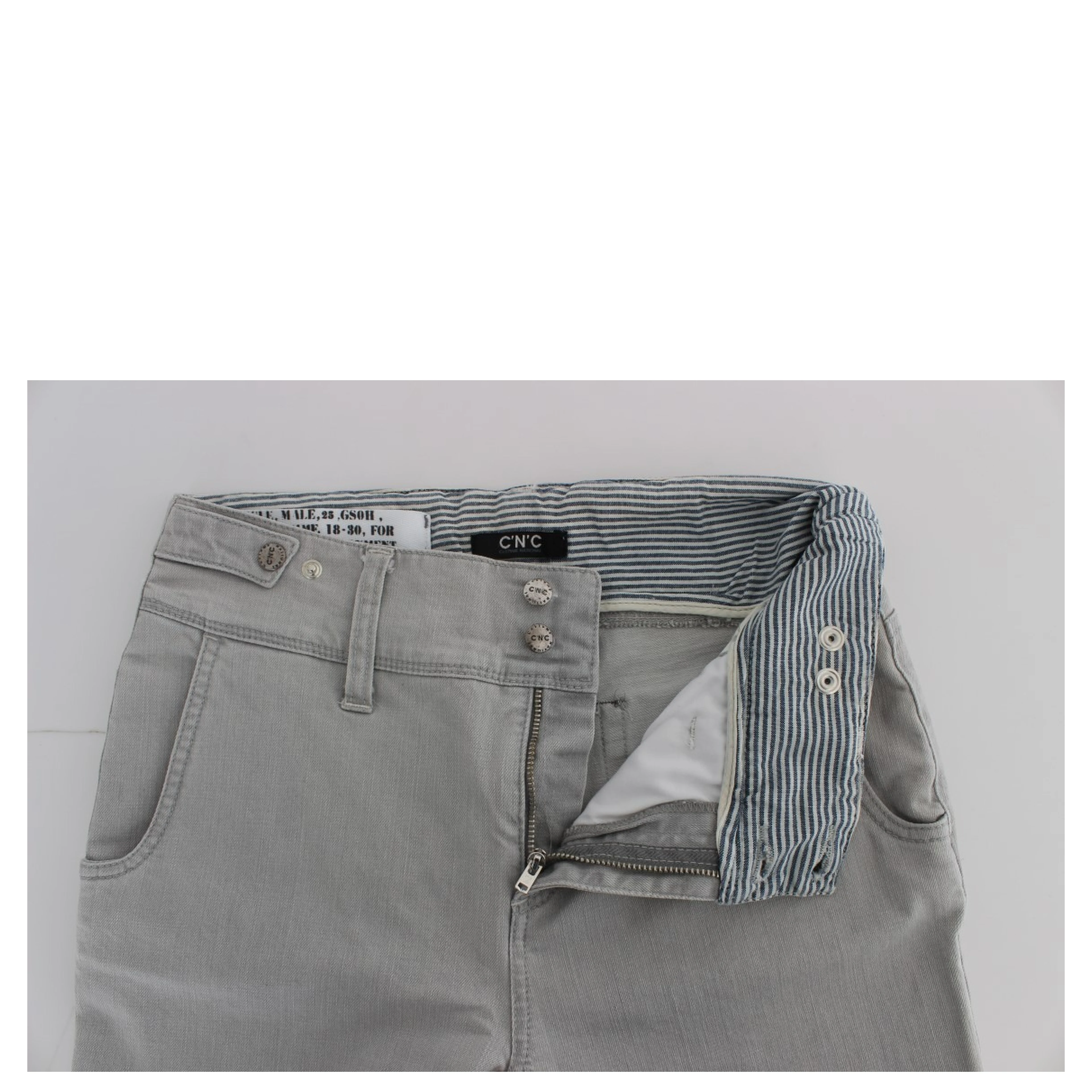 Pants Gray Cotton Blend Super Slim Fit Jeans